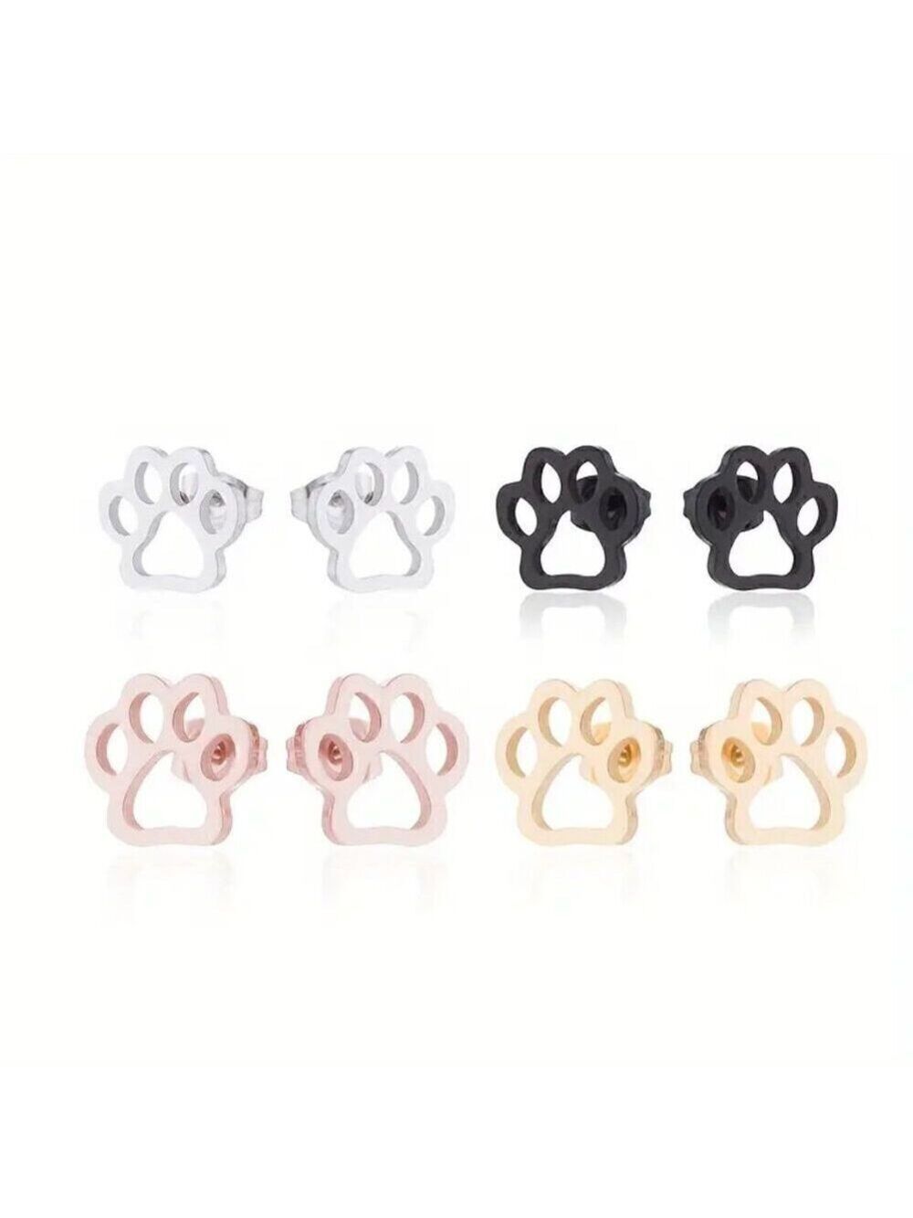 Paw Print Stainless Steel Stud Earrings #1365